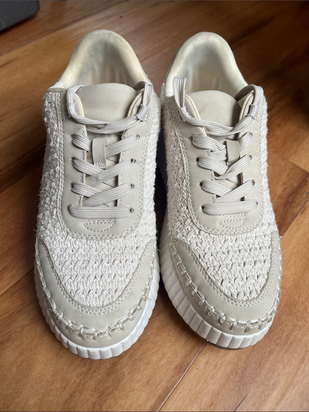 DV by Dolce Vita Women's Woven Lace-Up Sneakers in Light Beige
